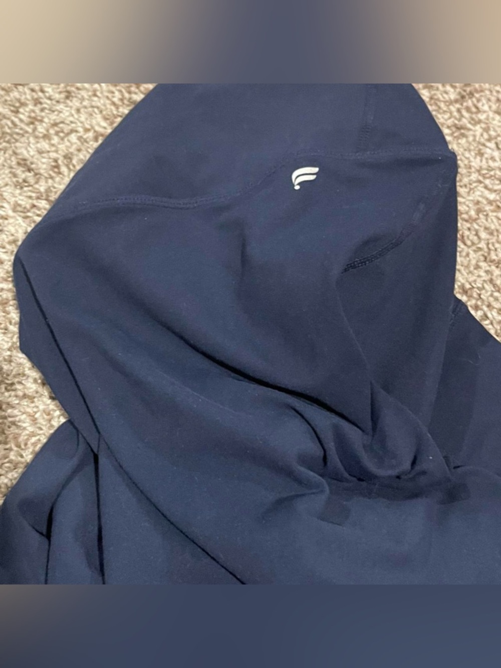 Fabletics PureLuxe Navy Leggings with White Logo